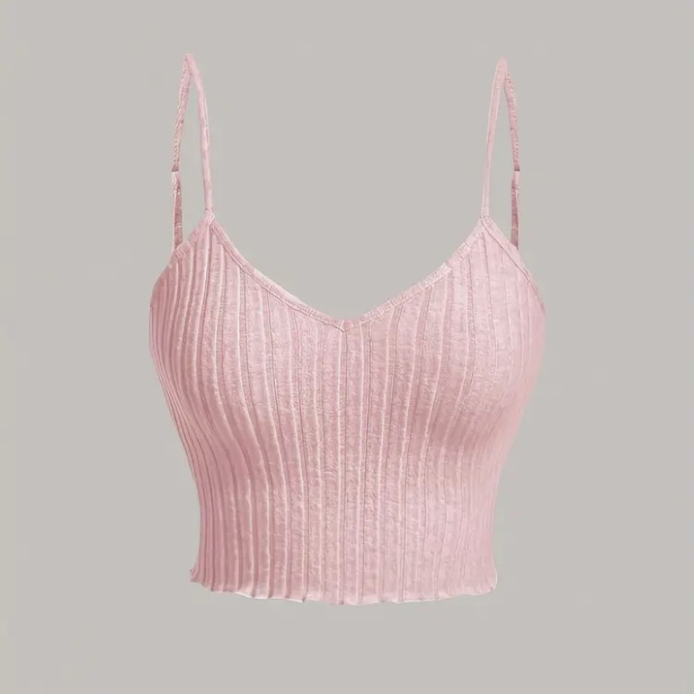 NWT Joocy Babi light pink ribbed crop top with adjustable straps, Sz. Lg.